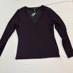 White House Black Market Large  Shimmering Purple Long Sleeve Top